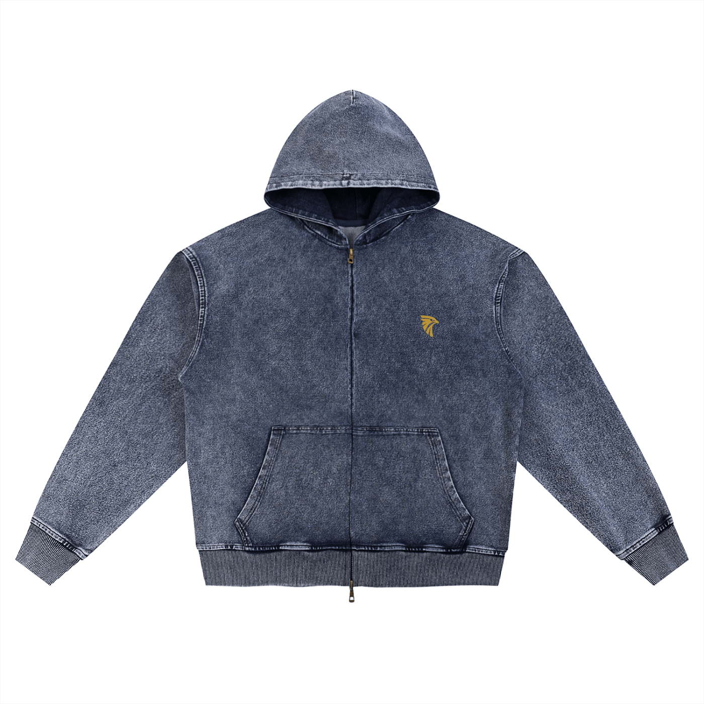 Forge Snow Washed Zip Hoodie (Blue) - Harlan Forge