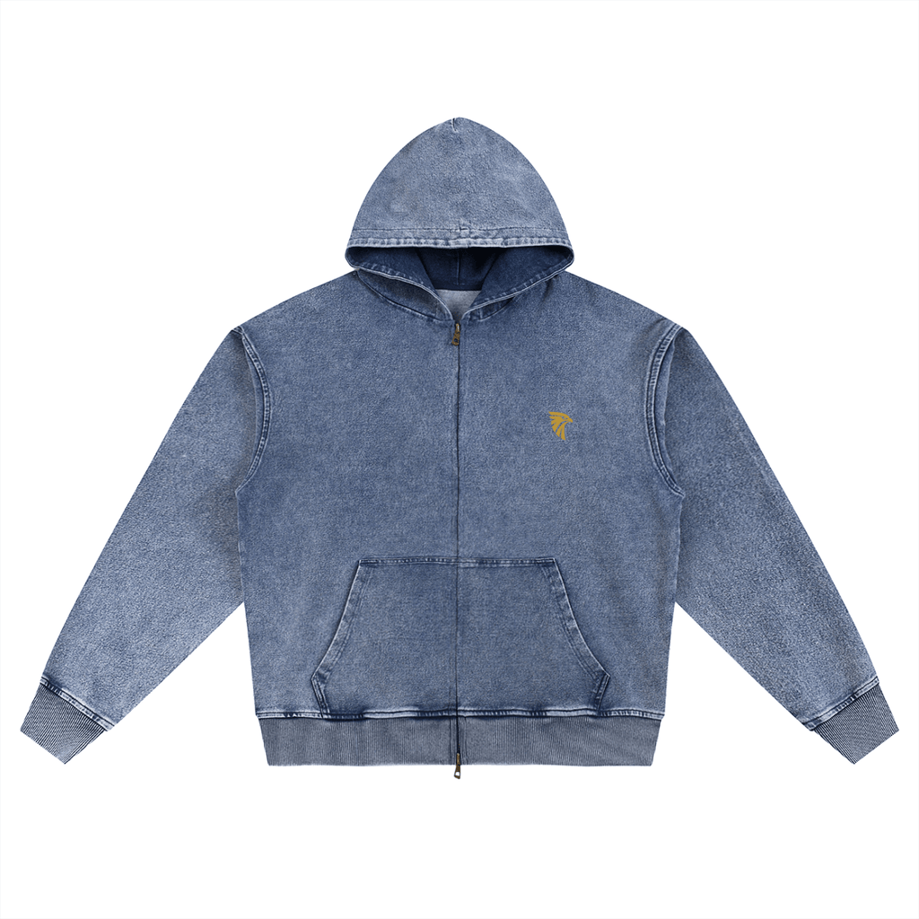 Forge Snow Washed Zip Hoodie (Blue) - Harlan Forge