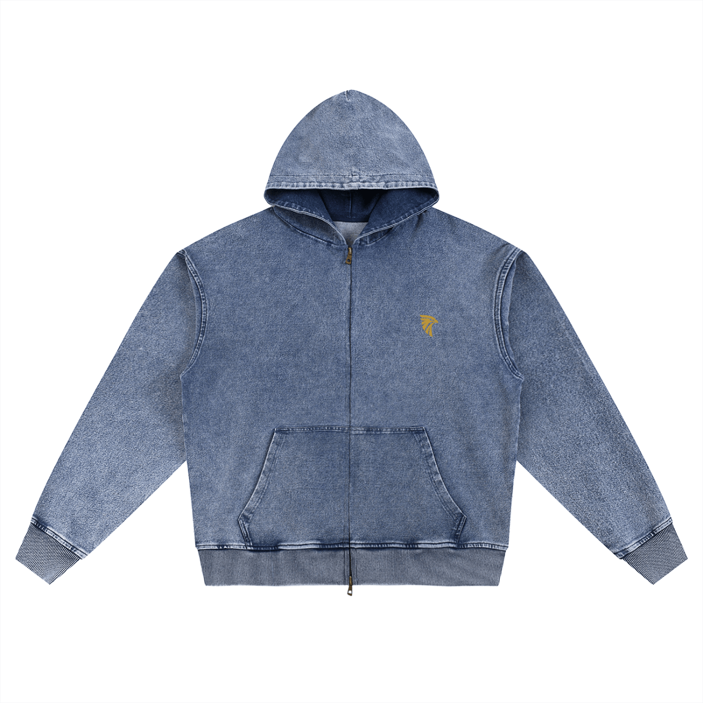 Forge Snow Washed Zip Hoodie (Blue) - Harlan Forge